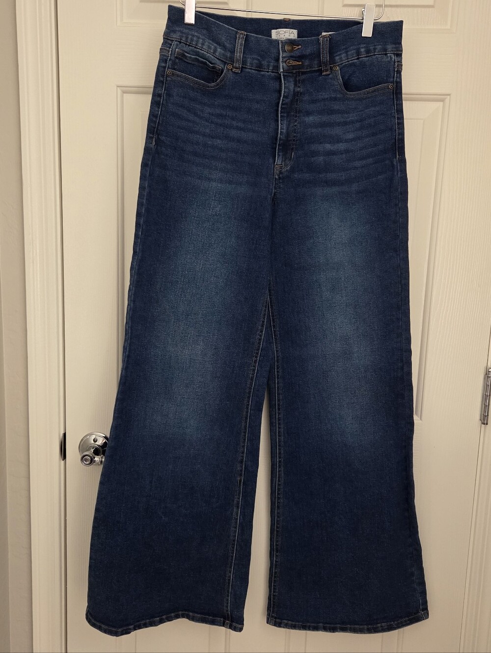 Sofia Jeans Margot Wide Leg Women's Size 12 Blue High Rise Stretch Denim
